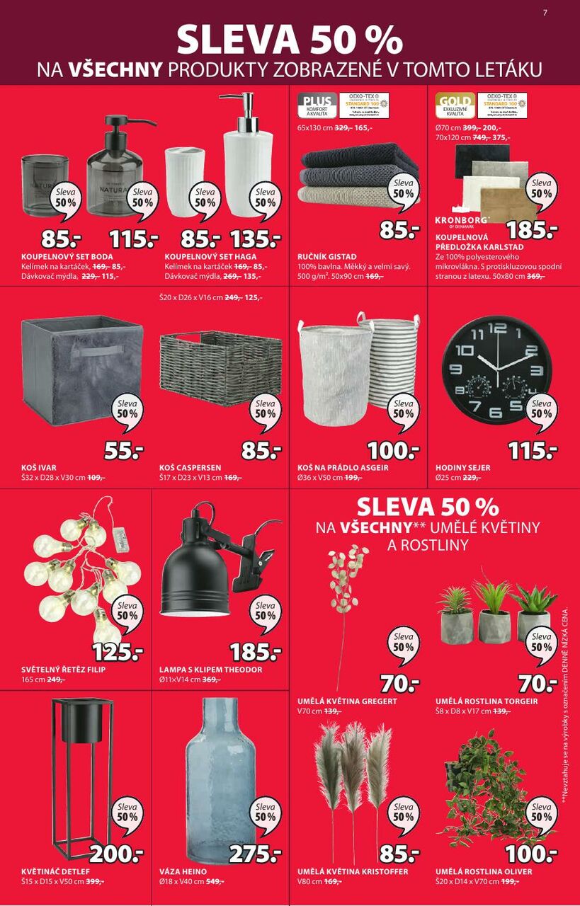 Sleva 50 % na všechny produkty zobrazené v tomto letáku, strana 7